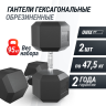 Гантель гексагональная UNIX FIT 47,5 кг обрезиненная DBHEX47_5x2